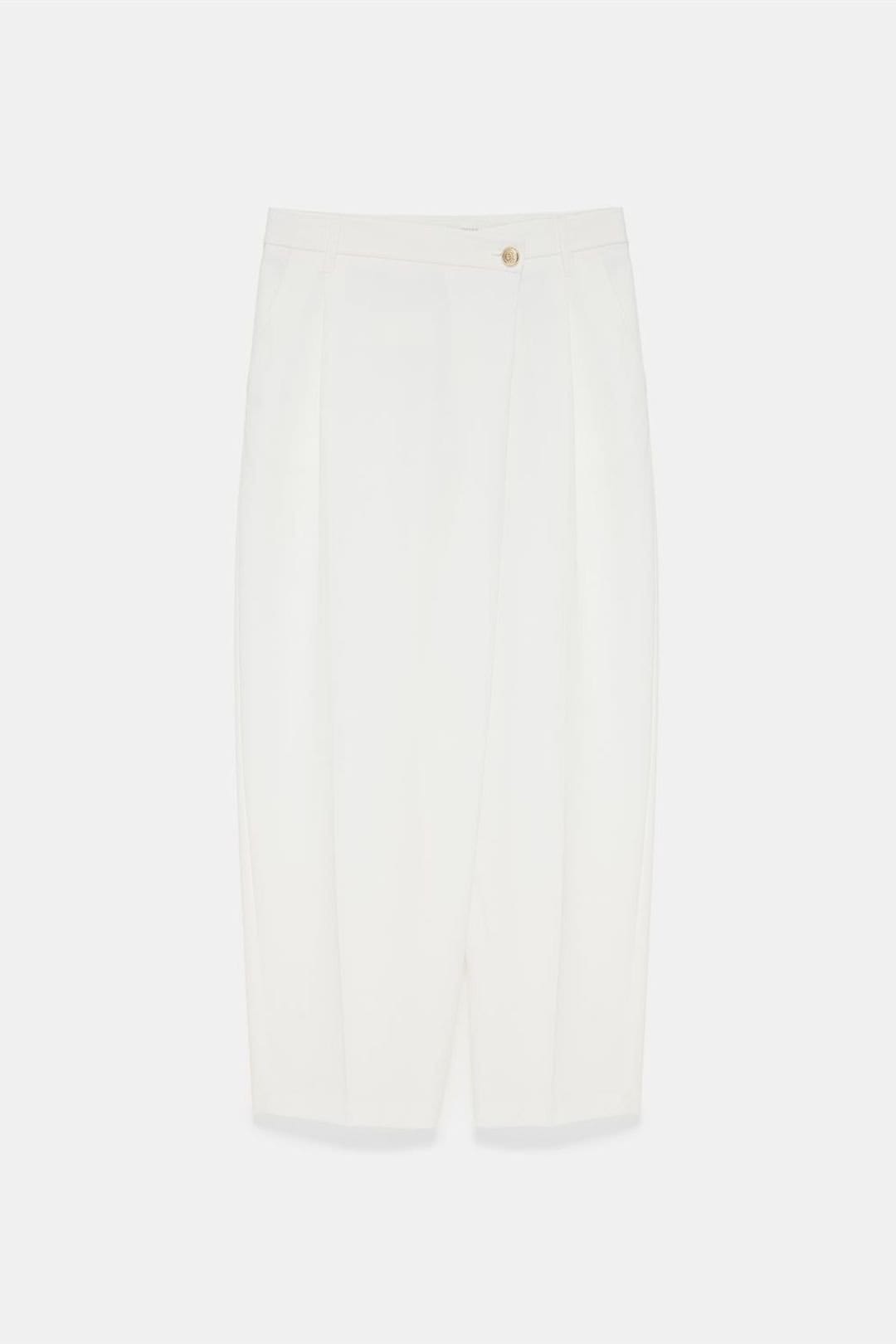 Dilvin Dilvin Women's High-Waist Wide-Leg Crepe Trousers in White - 4