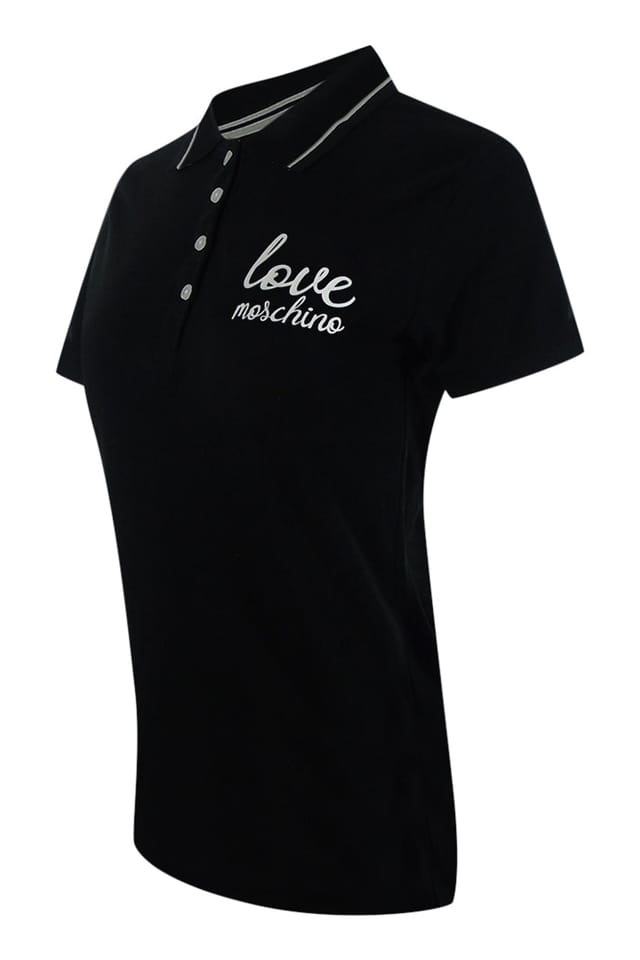 Love Moschino Love Moschino Women's Short Sleeve Polo Shirt in Black - 2
