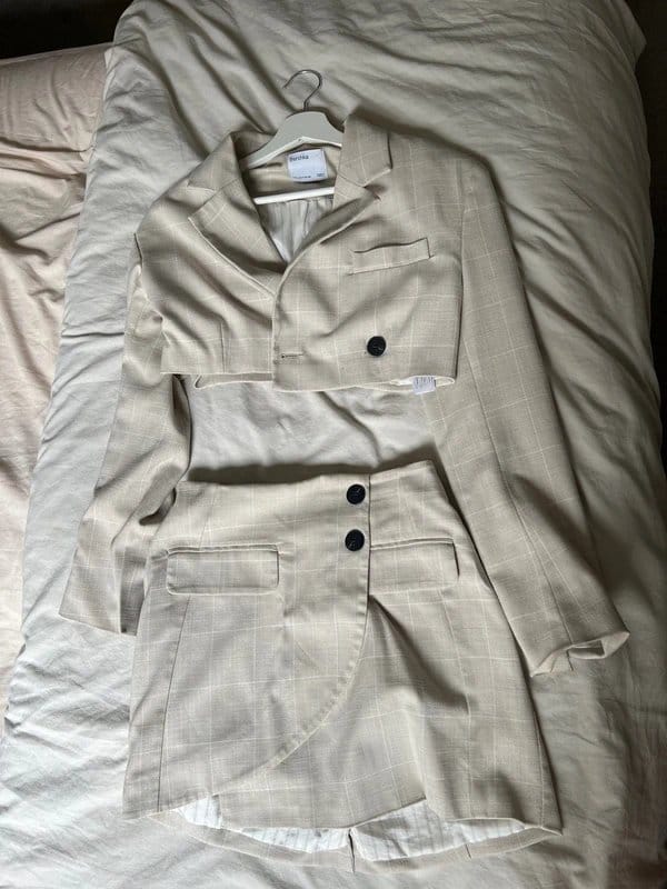 Bershka Bershka cropped suit jacket and skirt coord - 1