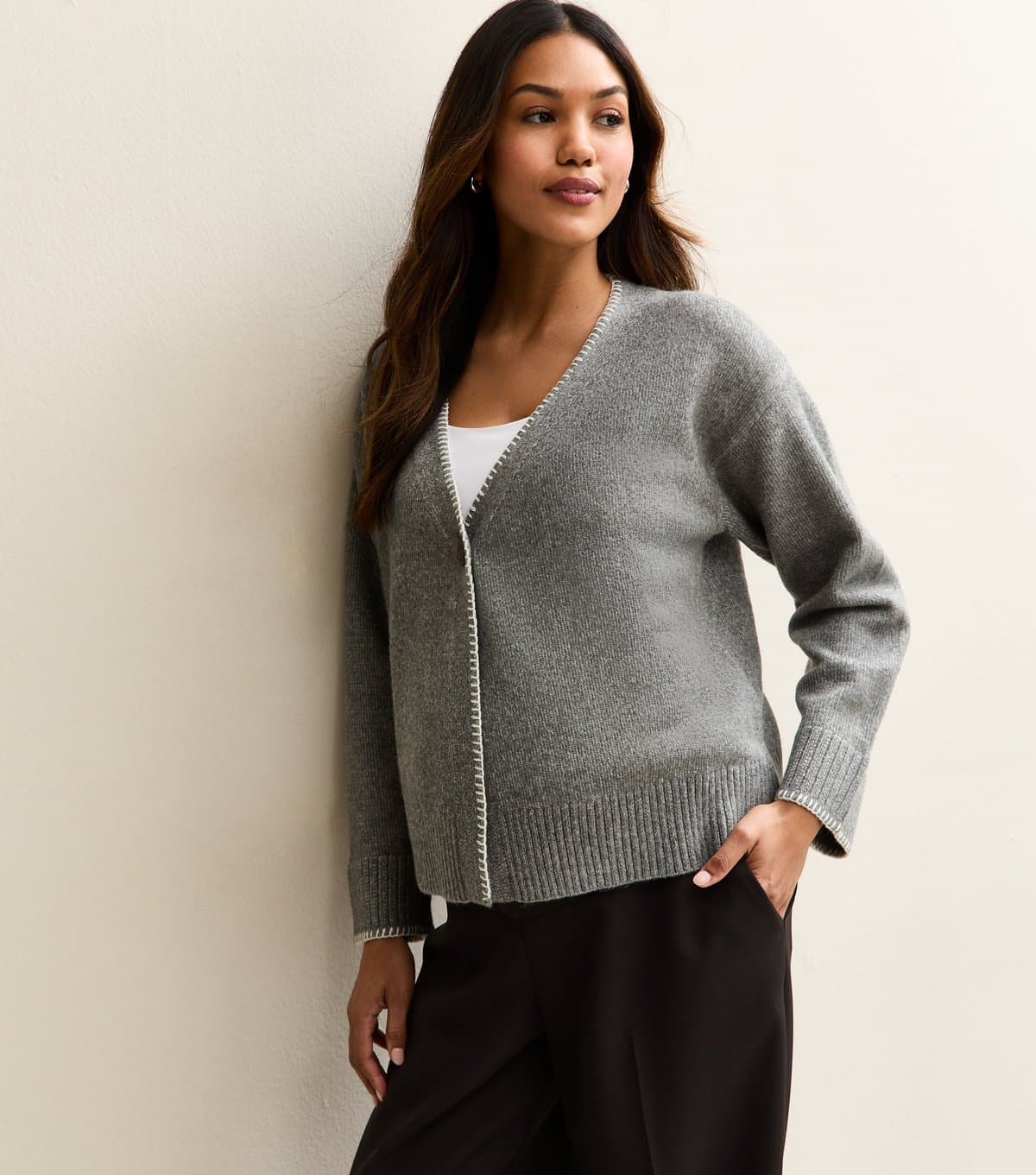 New Look Women's Maternity Mid Grey Single Button Cardigan New Look