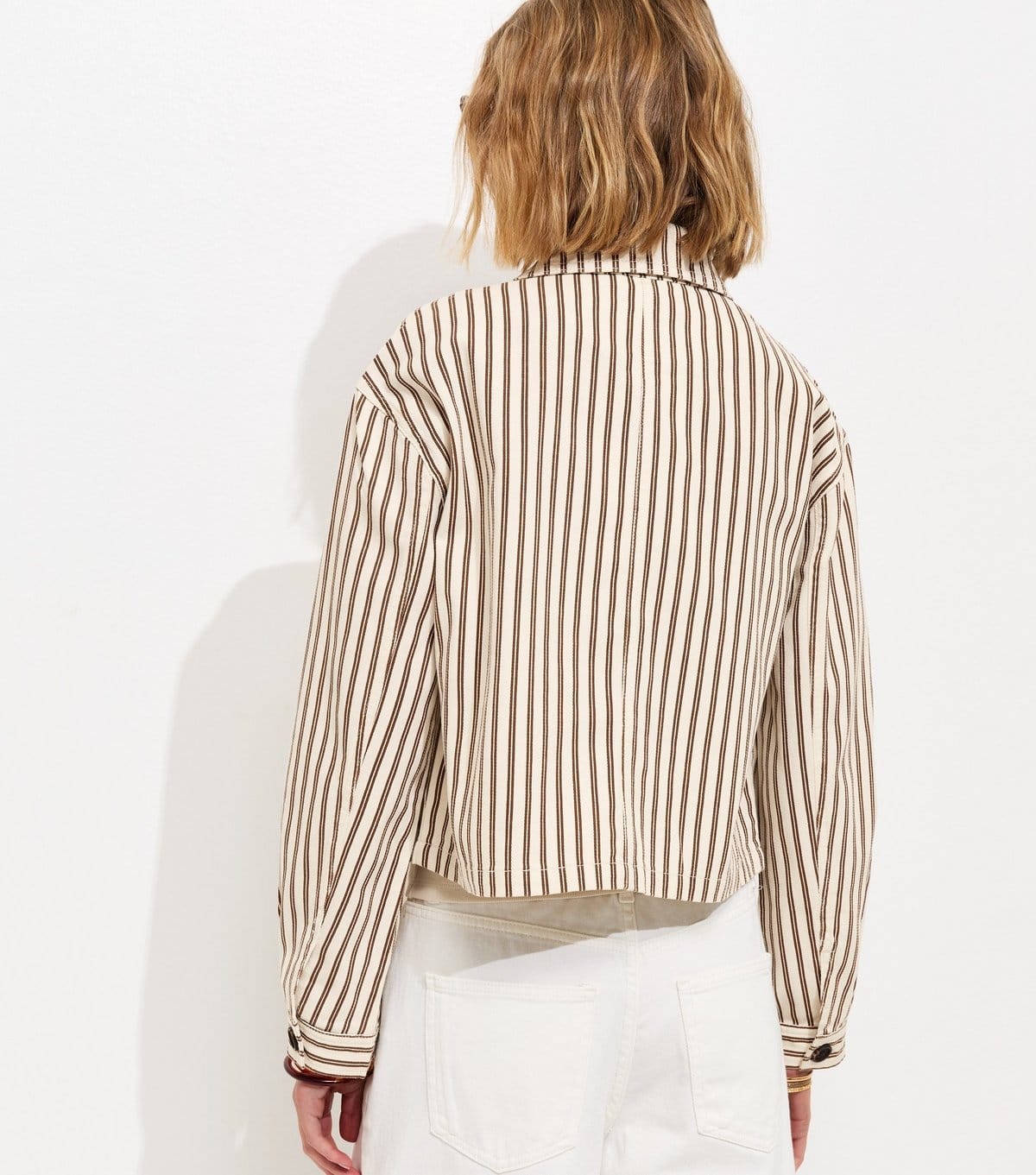 New Look Women's Brown Cotton Striped Shacket New Look - 4