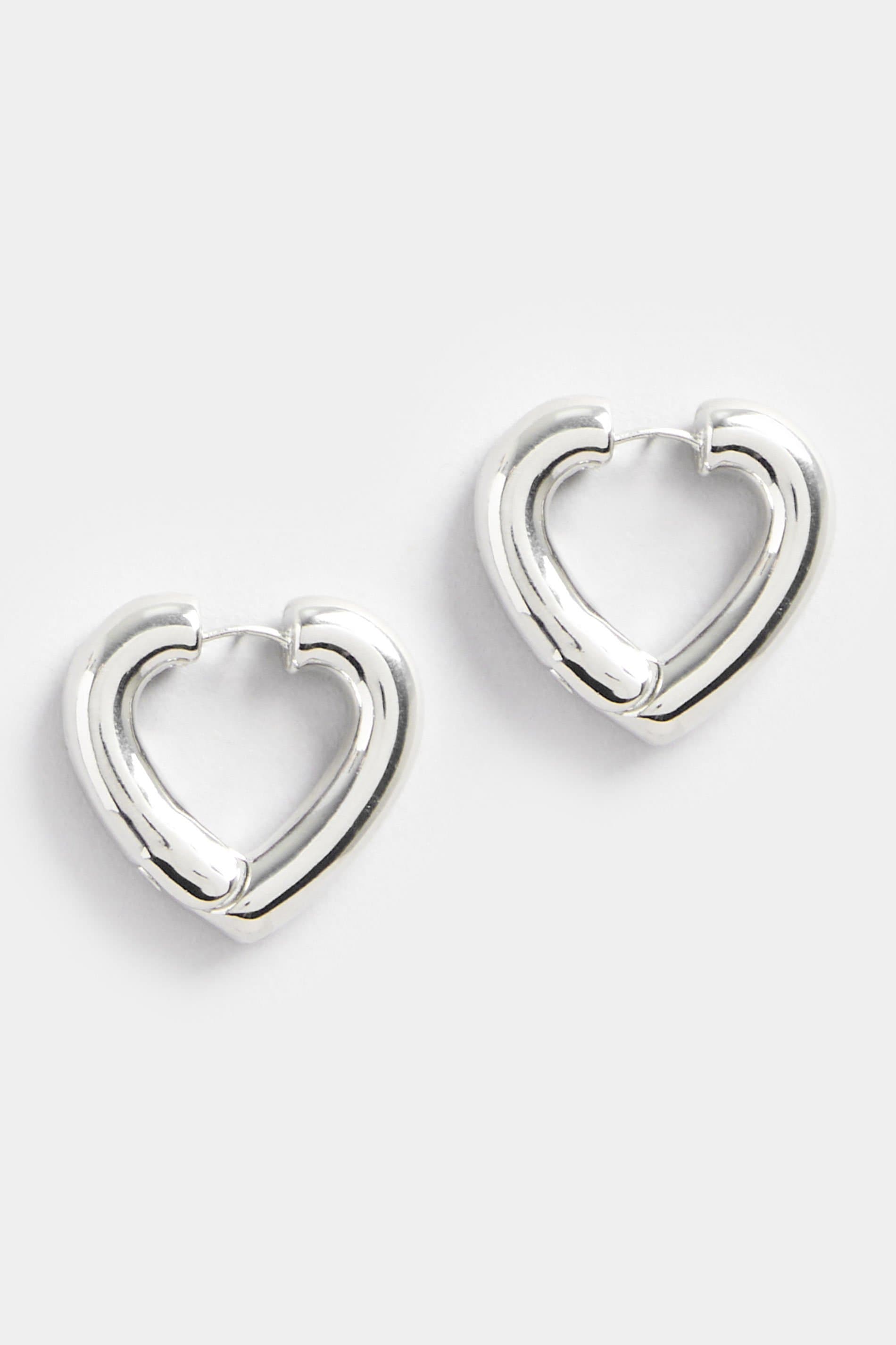 Yours Silver Tone Heart Shape Hoop Chunky Earrings