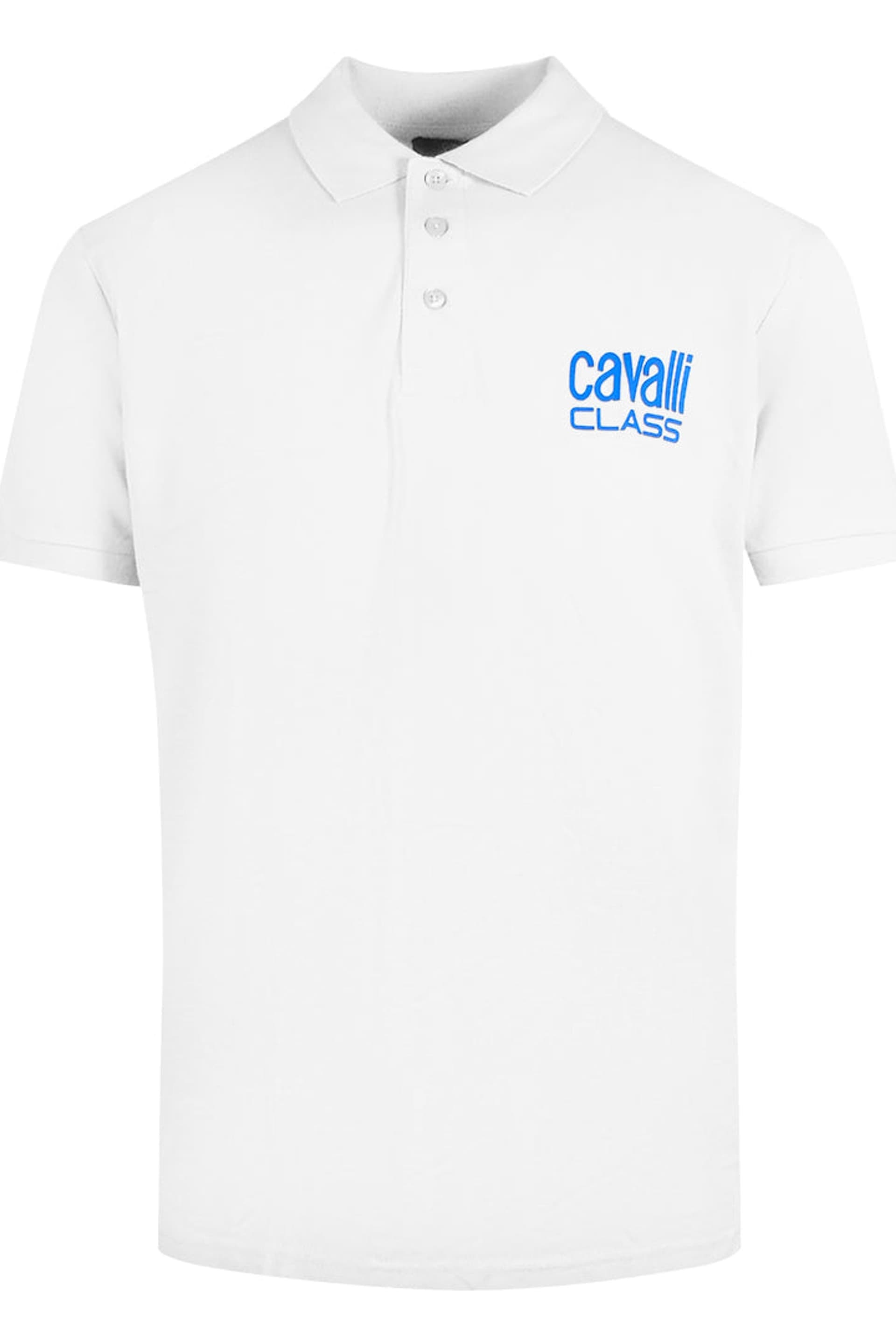 Cavalli Class Cavalli Class Men's Short Sleeve Regular Fit Polo Shirt in White