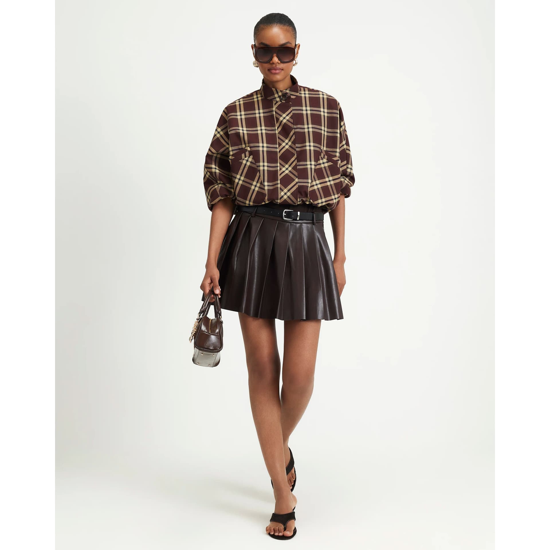 River Island River Island Womens Purple Belted Pleated Mini Skirt