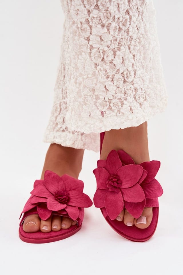 Love Lace Love Lace Women's Suede Flower Strap Flat Flip Flops for Summer Comfort Everyday in Pink - 3