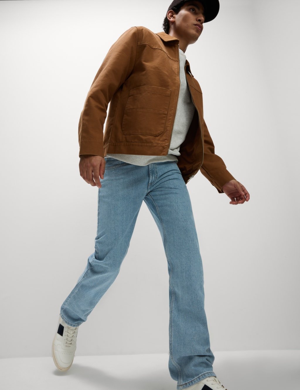 Marks & Spencer M&S Straight Fit Pure Cotton Jeans Light Blue Mix - 3