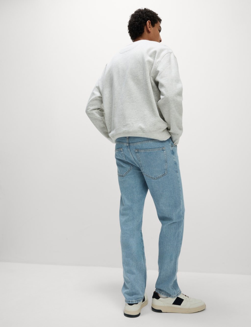 Marks & Spencer M&S Straight Fit Pure Cotton Jeans Light Blue Mix - 4