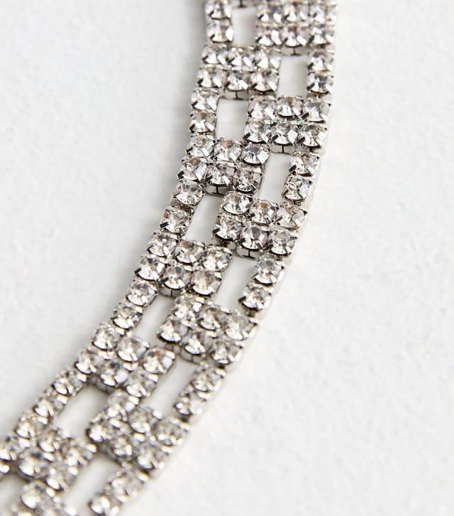New Look Silver Tone Diamanté Chain Belt New Look - 3