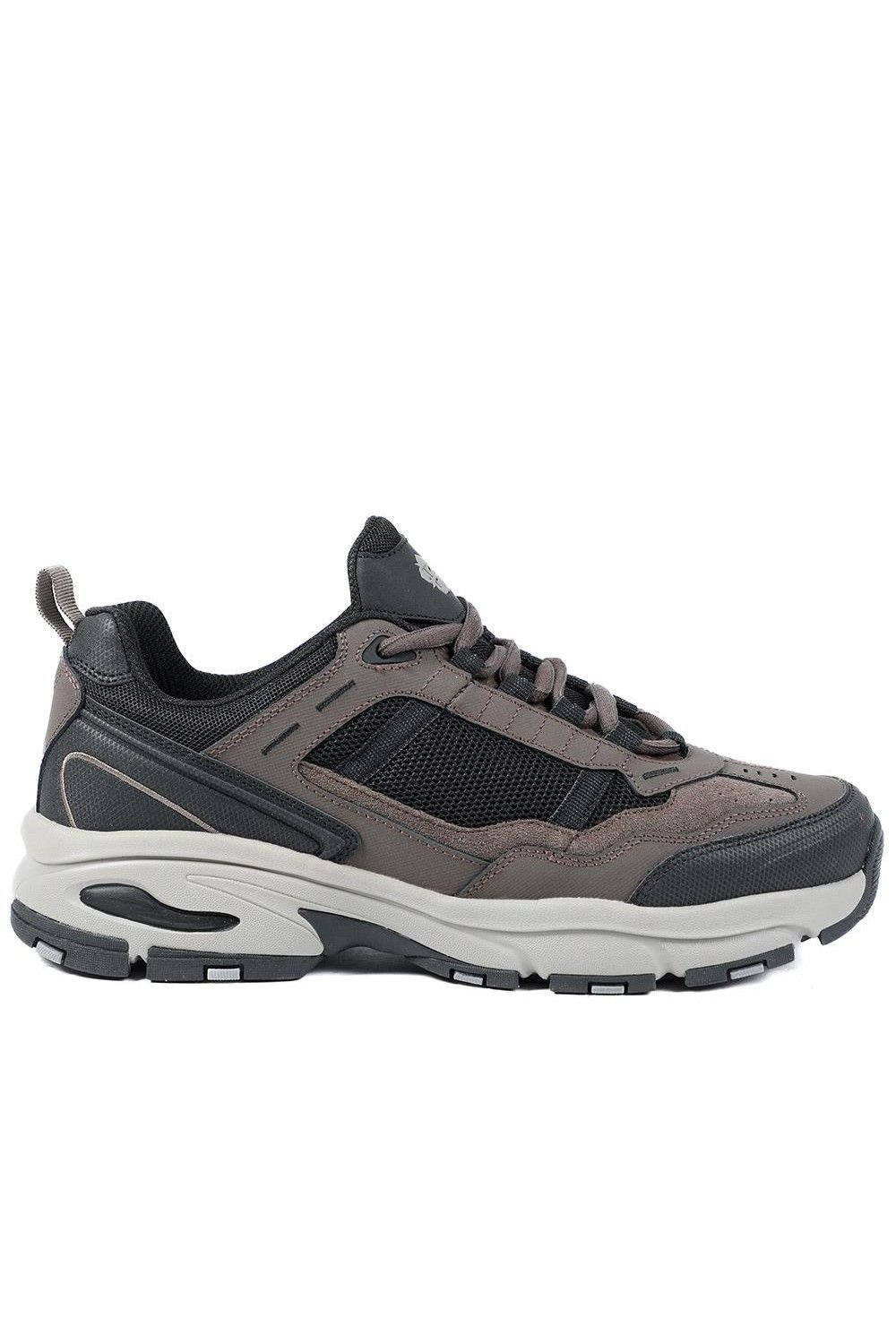 Pavers Pavers Men's Extra Wide Leather Memory Foam Lace Up Trainers in Brown - 2