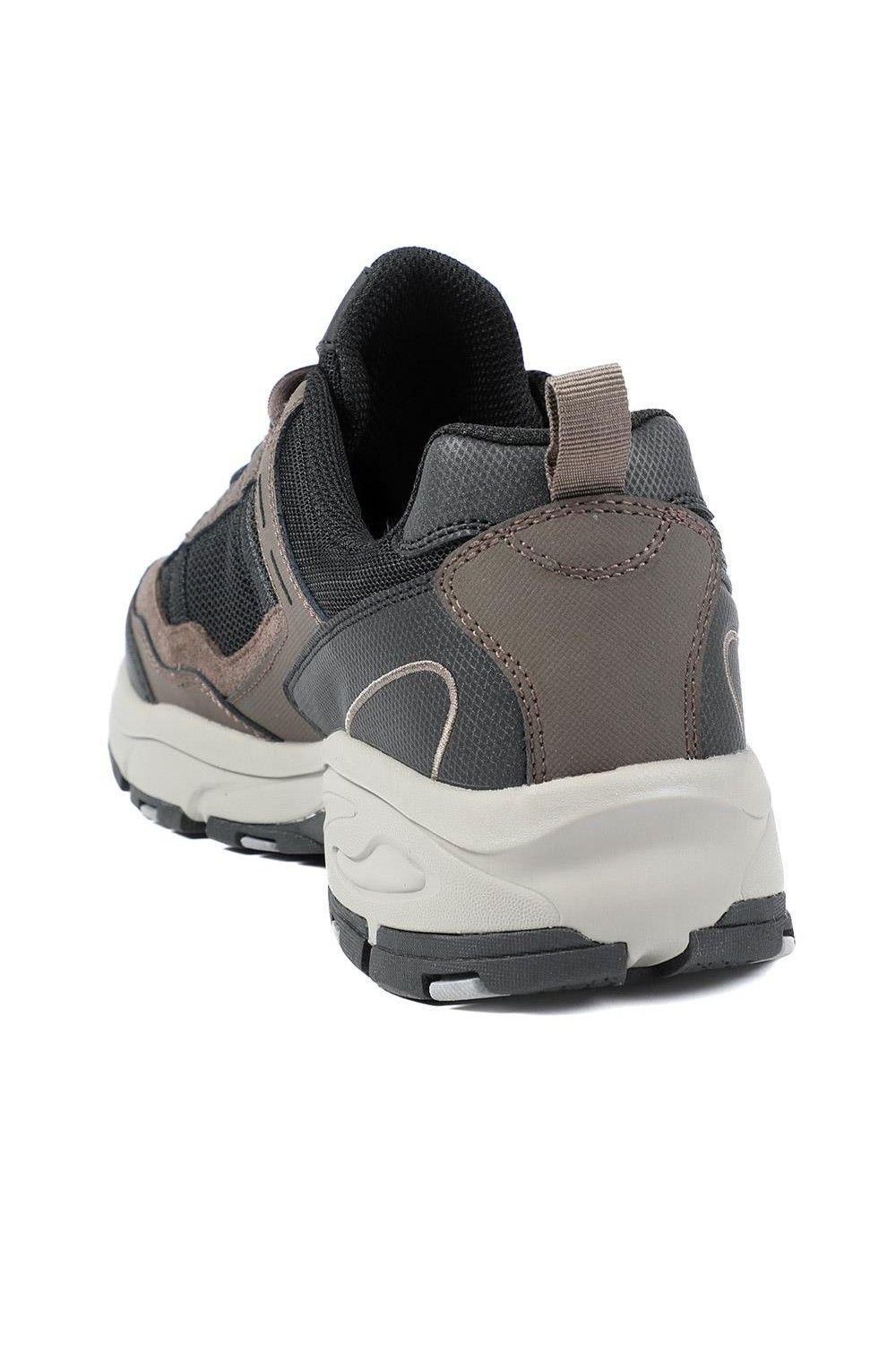 Pavers Pavers Men's Extra Wide Leather Memory Foam Lace Up Trainers in Brown - 3