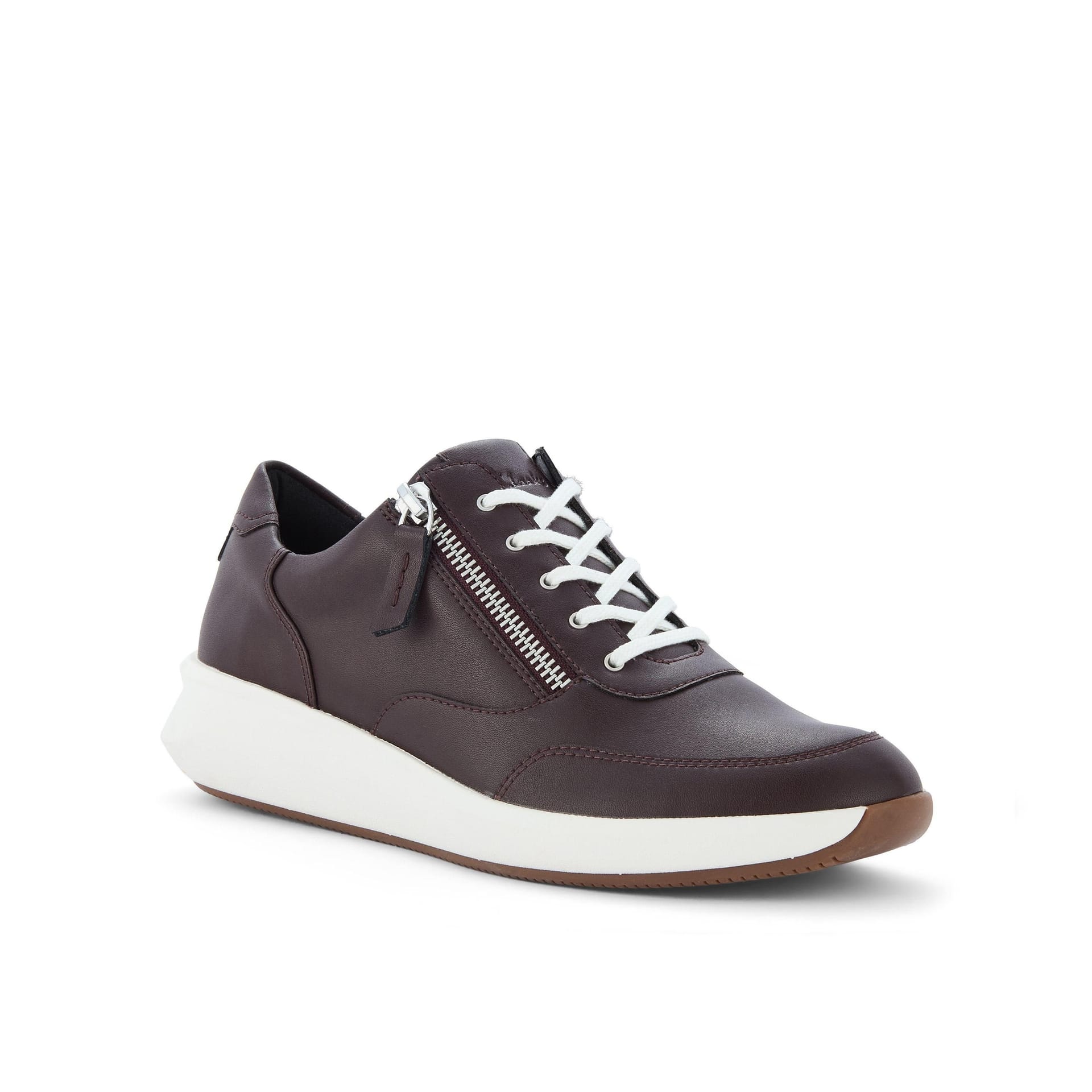 Clarks Clarks Women's Un Rio Zip Burgundy Leather Trainers in Red - 4