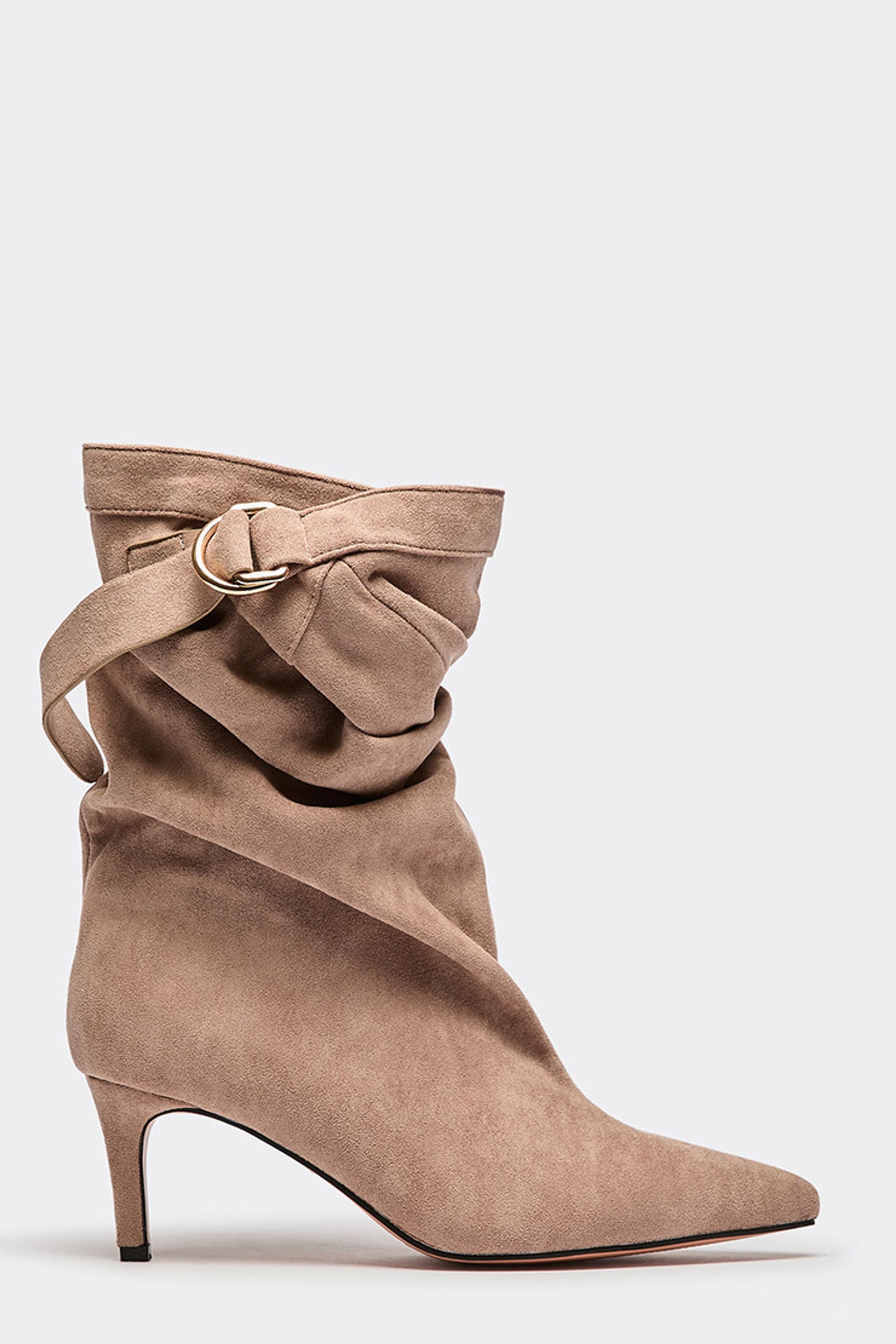 EGO EGO Women's Slouched Faux Suede Kitten Boots in Camel