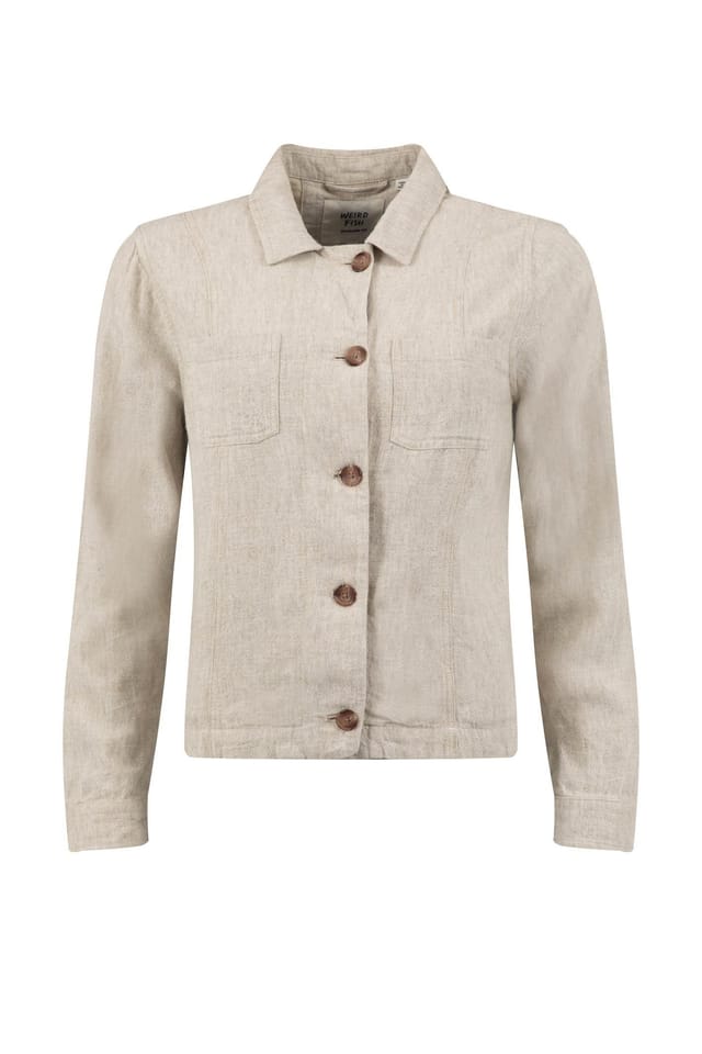 Weird Fish Weird Fish Women's Karsten Relaxed Linen Jacket in Natural - 2
