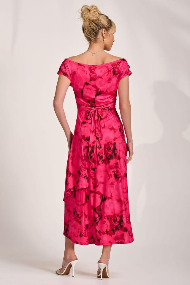 Jolie Moi Jolie Moi Women's Draped Asymmetric Jersey Midi dress in Pink - 2