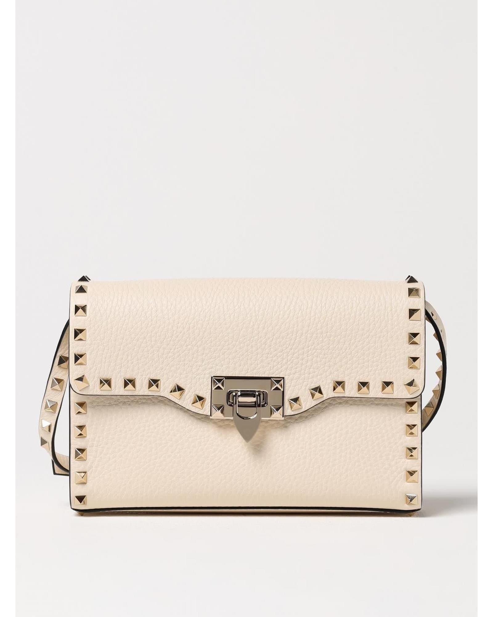 Valentino Garavani Valentino Garavani Women's Rockstud Small Flap Bag Wo - Yellow Cream Clutch Bags