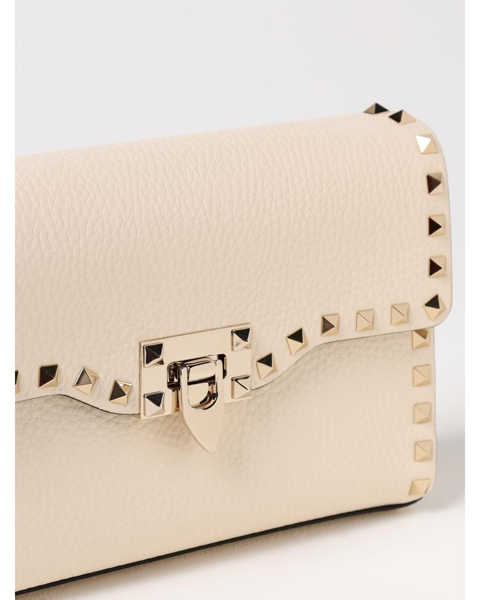 Valentino Garavani Valentino Garavani Women's Rockstud Small Flap Bag Wo - Yellow Cream Clutch Bags - 4