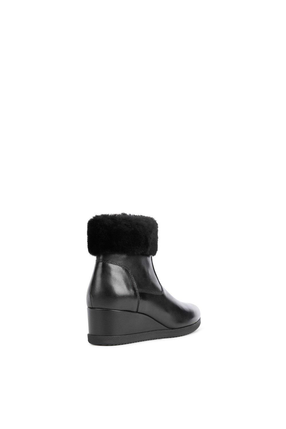Geox Geox Women's 'Anylla' Leather & Sheepskin Ankle Boots in Black - 2