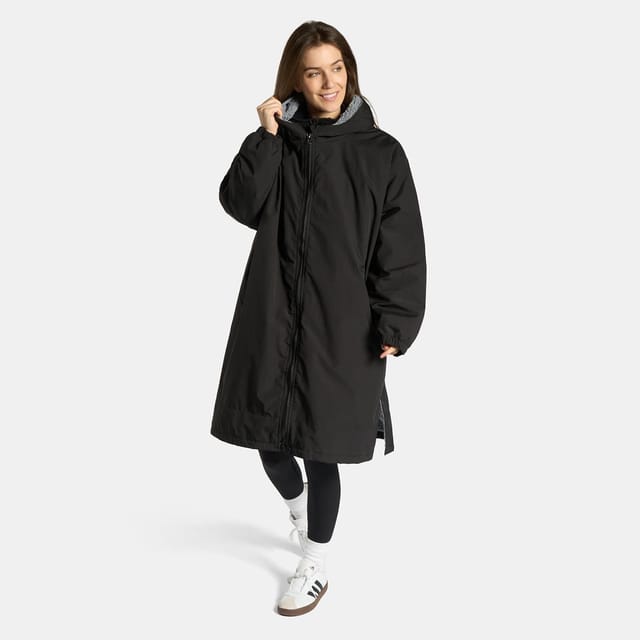 OHS OHS Women's 2 Piece Plain Changing Robe & Full-Zip Teddy Fleece Co-Ord Set in Black - 3