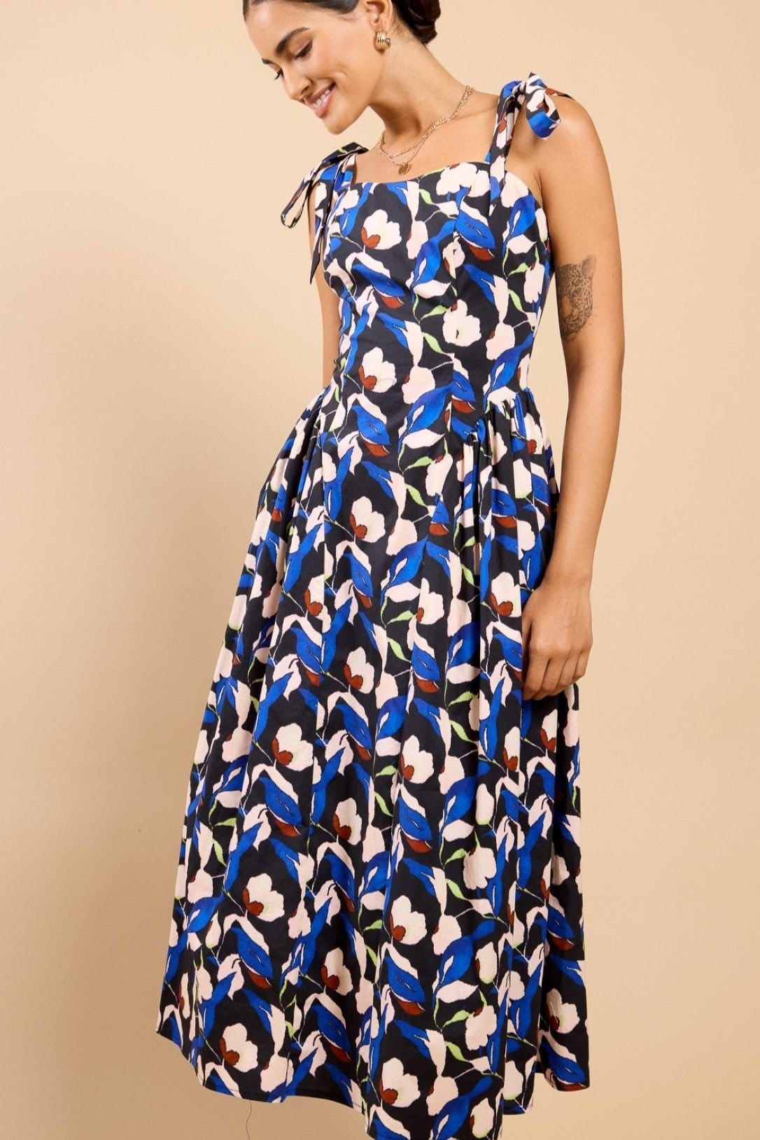 Little Mistress Little Mistress Women's Floral Print Tie Strap Midaxi Dress by Vicky Pattison - 4