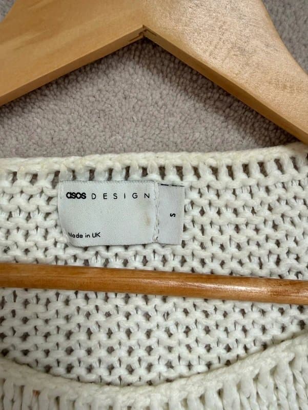 ASOS Design Cream Off-Shoulder Knitted Jumper