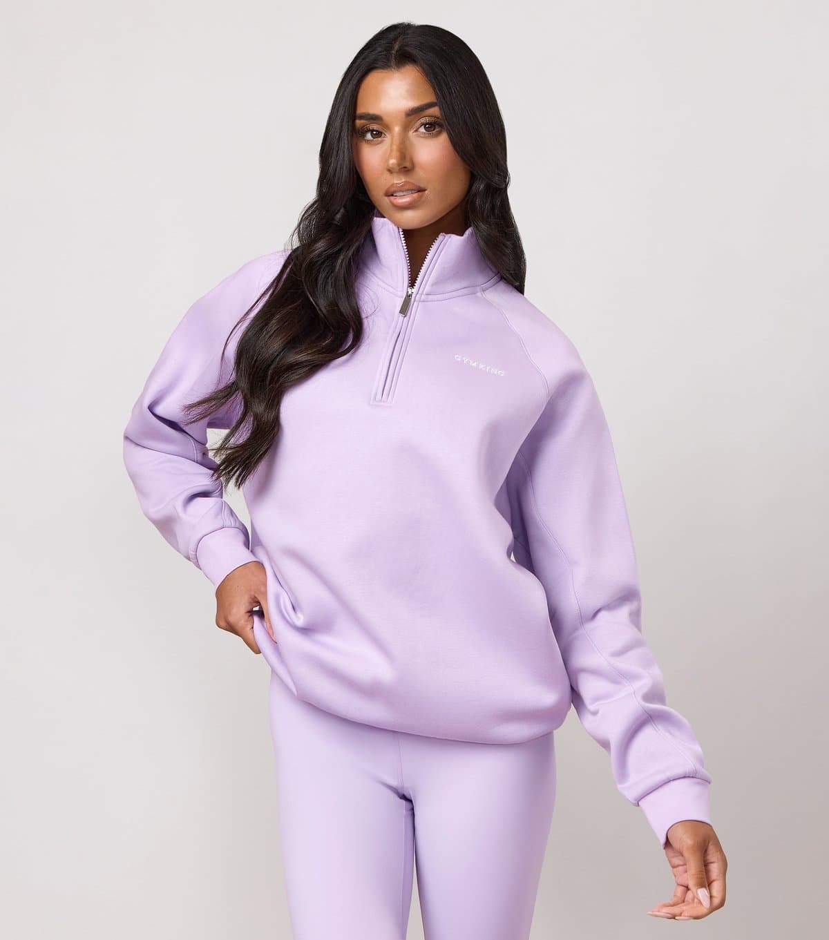 Gym King Women's Lilac High Neck Quarter Zip Sweatshirt Gym King New Look
