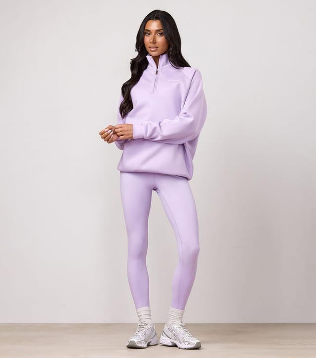 Gym King Women's Lilac High Neck Quarter Zip Sweatshirt Gym King New Look - 2