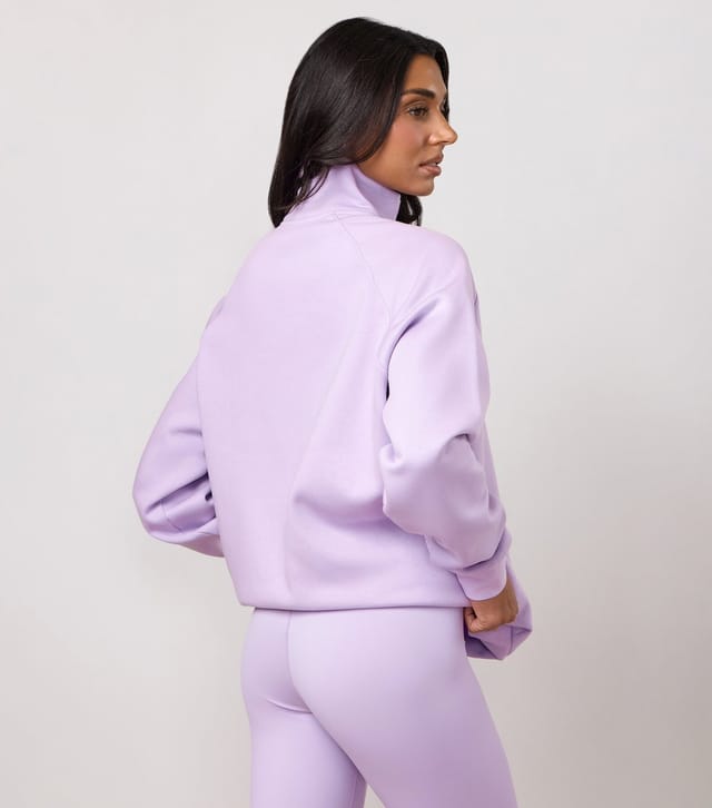 Gym King Women's Lilac High Neck Quarter Zip Sweatshirt Gym King New Look - 3