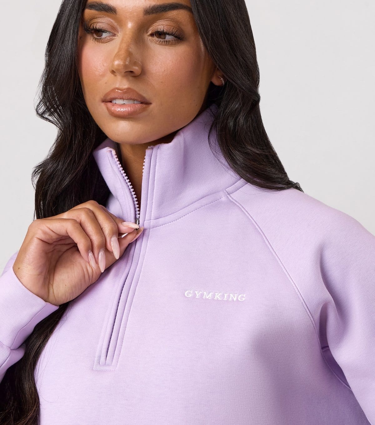 Gym King Women's Lilac High Neck Quarter Zip Sweatshirt Gym King New Look - 4