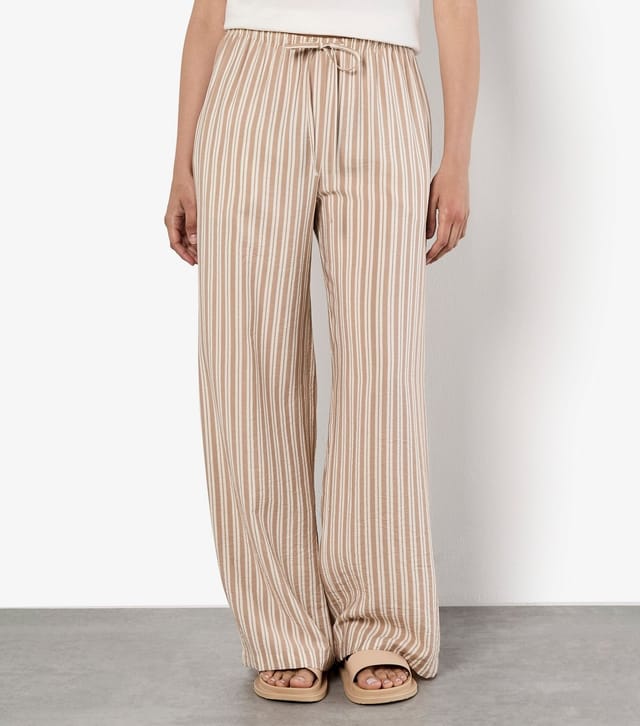 Apricot Women's Stone Striped Wide Leg Trousers Apricot New Look - 2