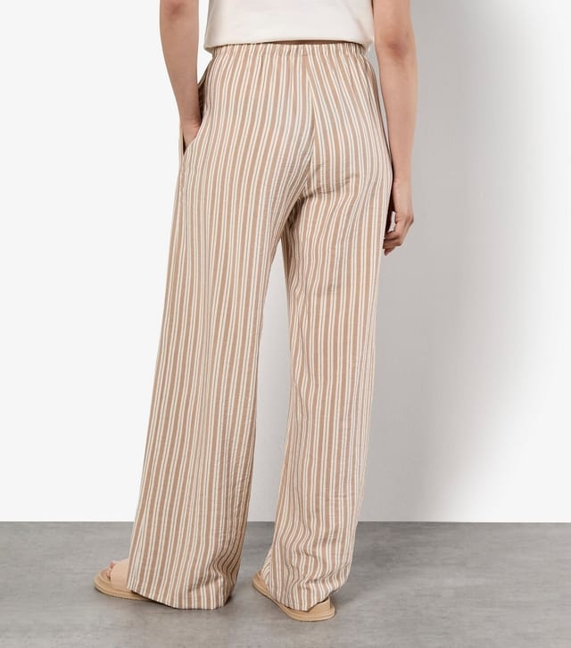Apricot Women's Stone Striped Wide Leg Trousers Apricot New Look - 3