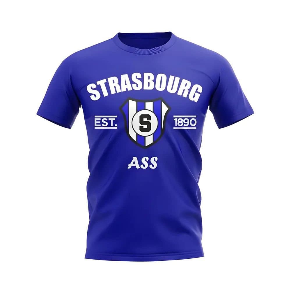 Strasbourg Strasbourg Men's Mens Established Football T-Shirt in Blue
