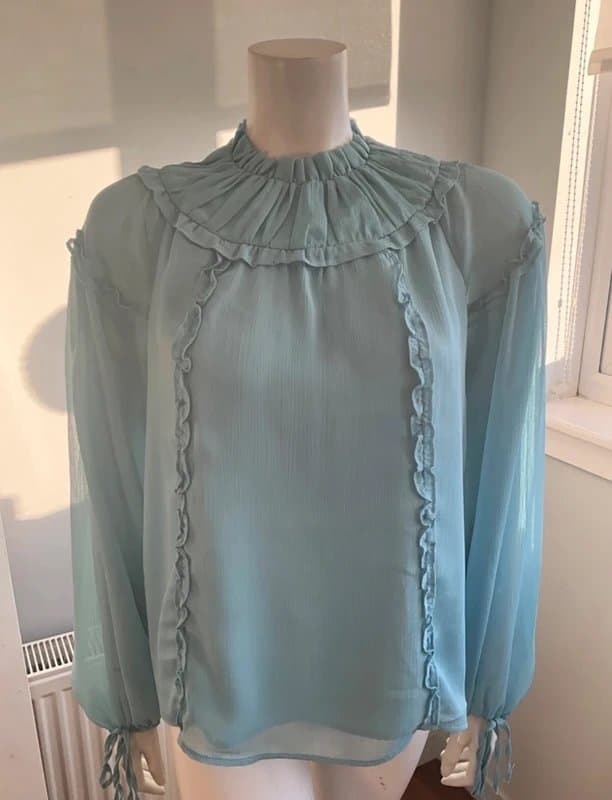 Topshop Topshop BNWT Duck Egg Chiffon Boho Blouse Size 10