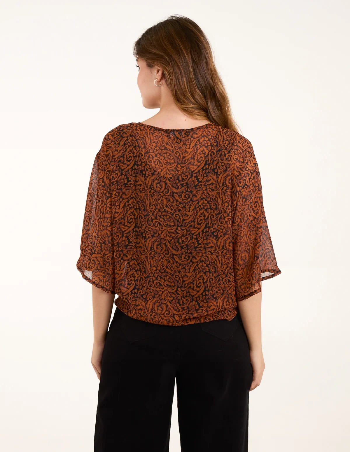 Blue Vanilla Tie Front V Neck Blouse - 4