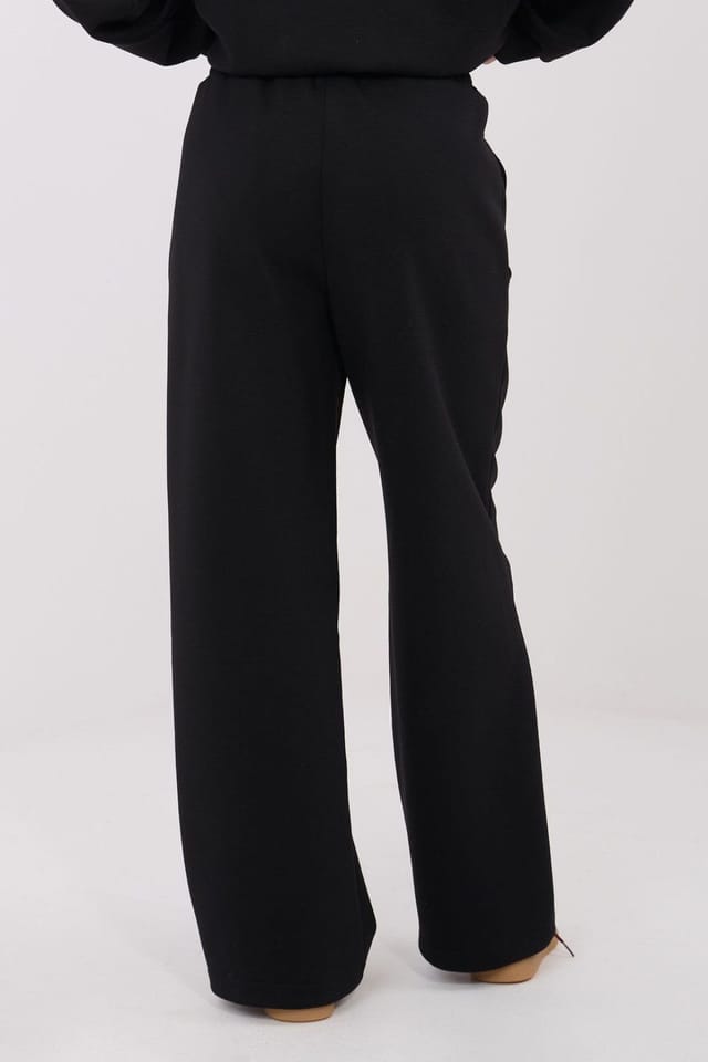 Love Lace Love Lace Women's High Waist Wide Leg Sweatpants with Tie Waist in Black - 3