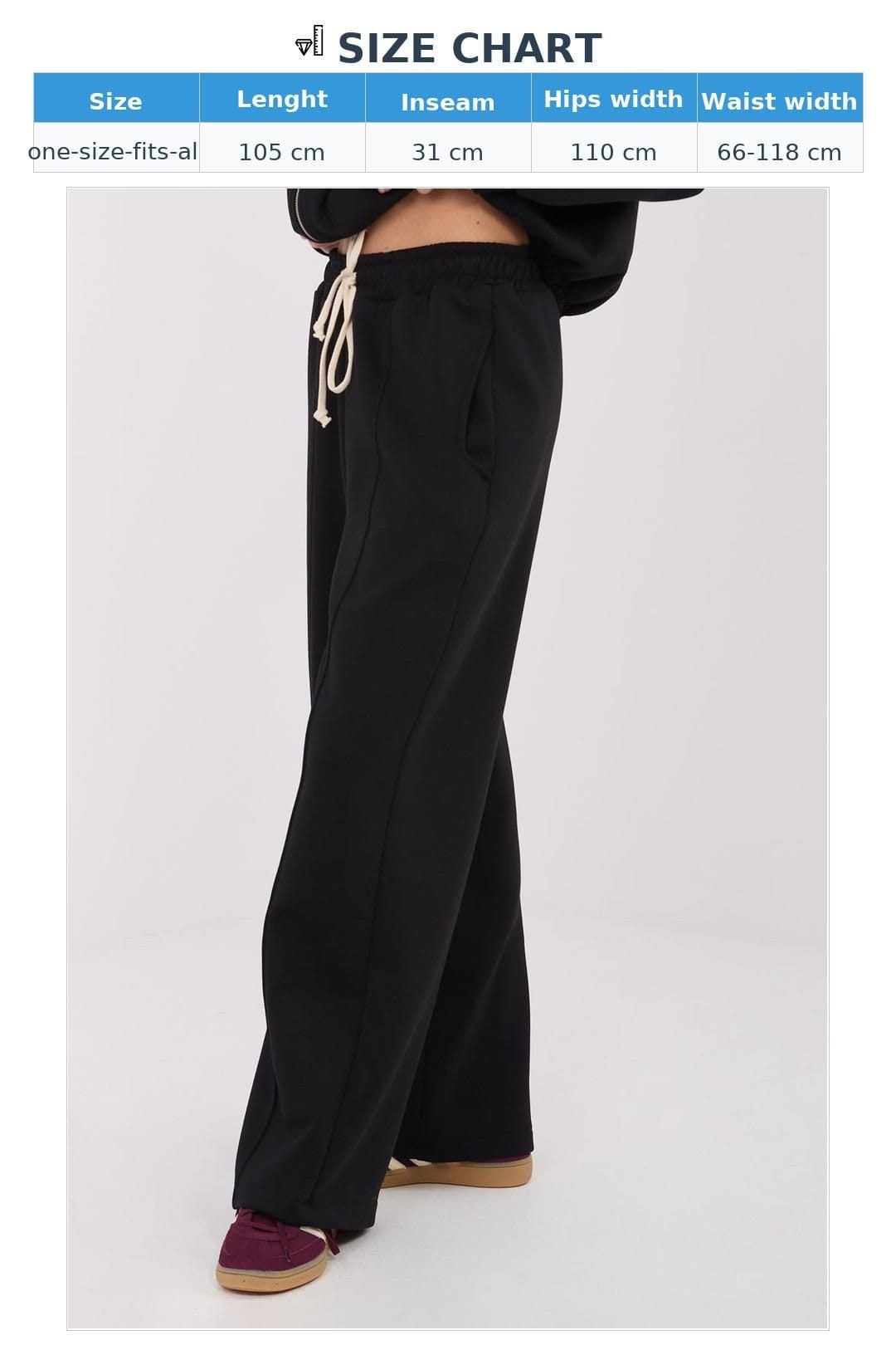 Love Lace Love Lace Women's High Waist Wide Leg Sweatpants with Tie Waist in Black - 4