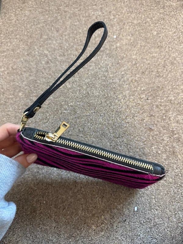 ASOS Genuine Leather Pink and Black Zebra Print Purse Bag