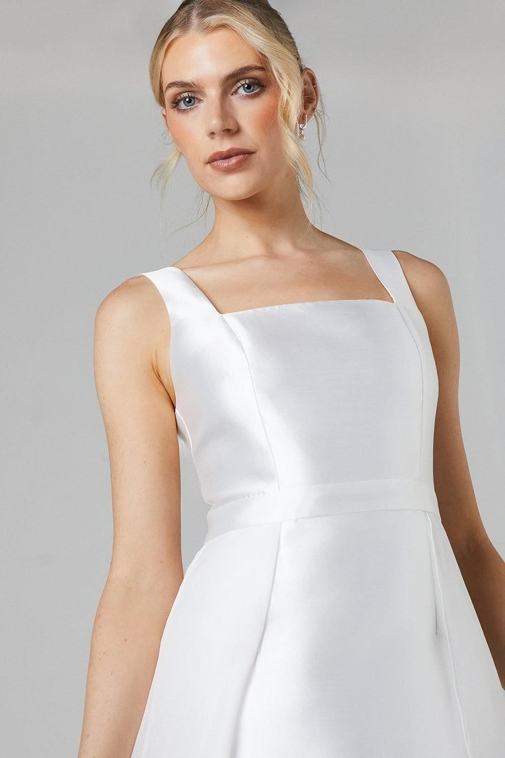 Coast Coast Women's Twill Mini Wedding Dress With Organza Skirt in Ivory - 4
