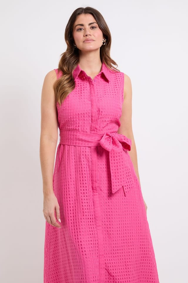 Wallis Wallis Women's Sleeveless Check Organza Shirt Dress in Pink - 2
