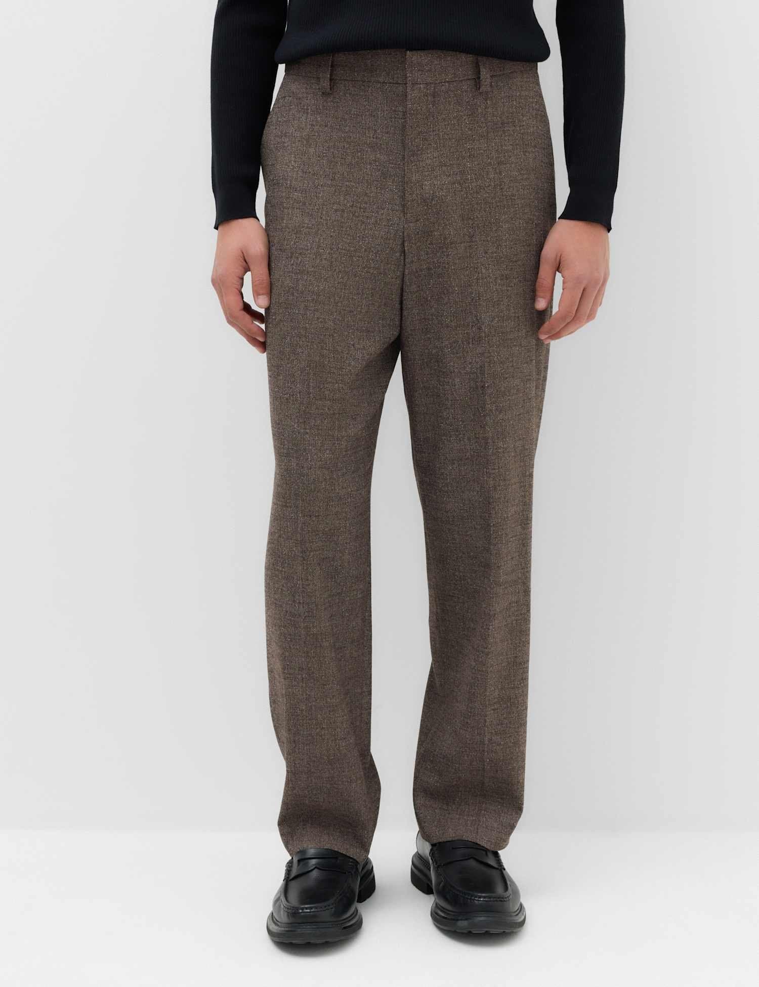 Marks & Spencer M&S Relaxed Fit Boucle Textured Smart Trousers Brown