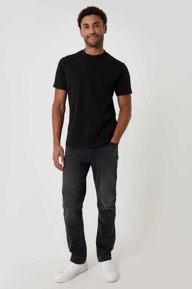 Threadbare Threadbare Men's 2-Pack Cotton Grandad Collar T-Shirts in Black - 3