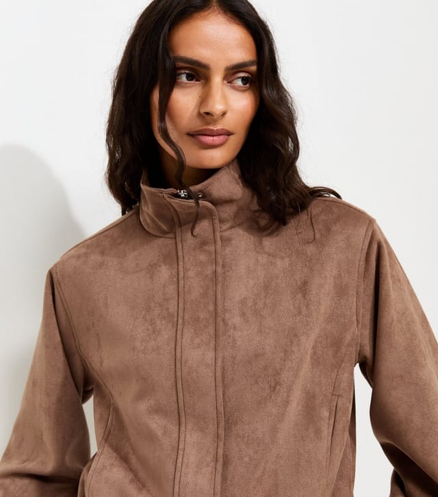 New Look Women's Mink Faux Suede Bubble Hem Jacket New Look - 2