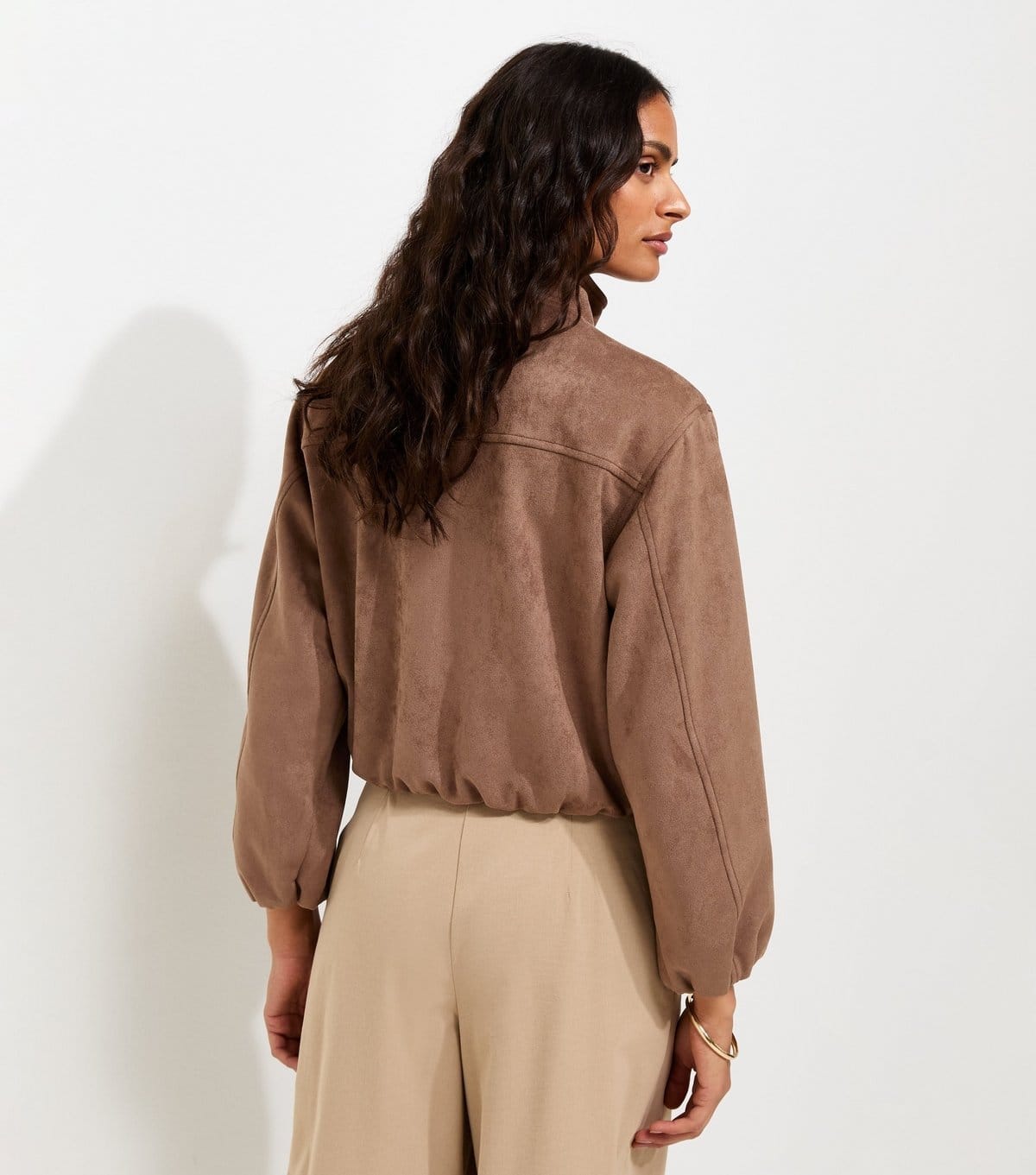 New Look Women's Mink Faux Suede Bubble Hem Jacket New Look - 4