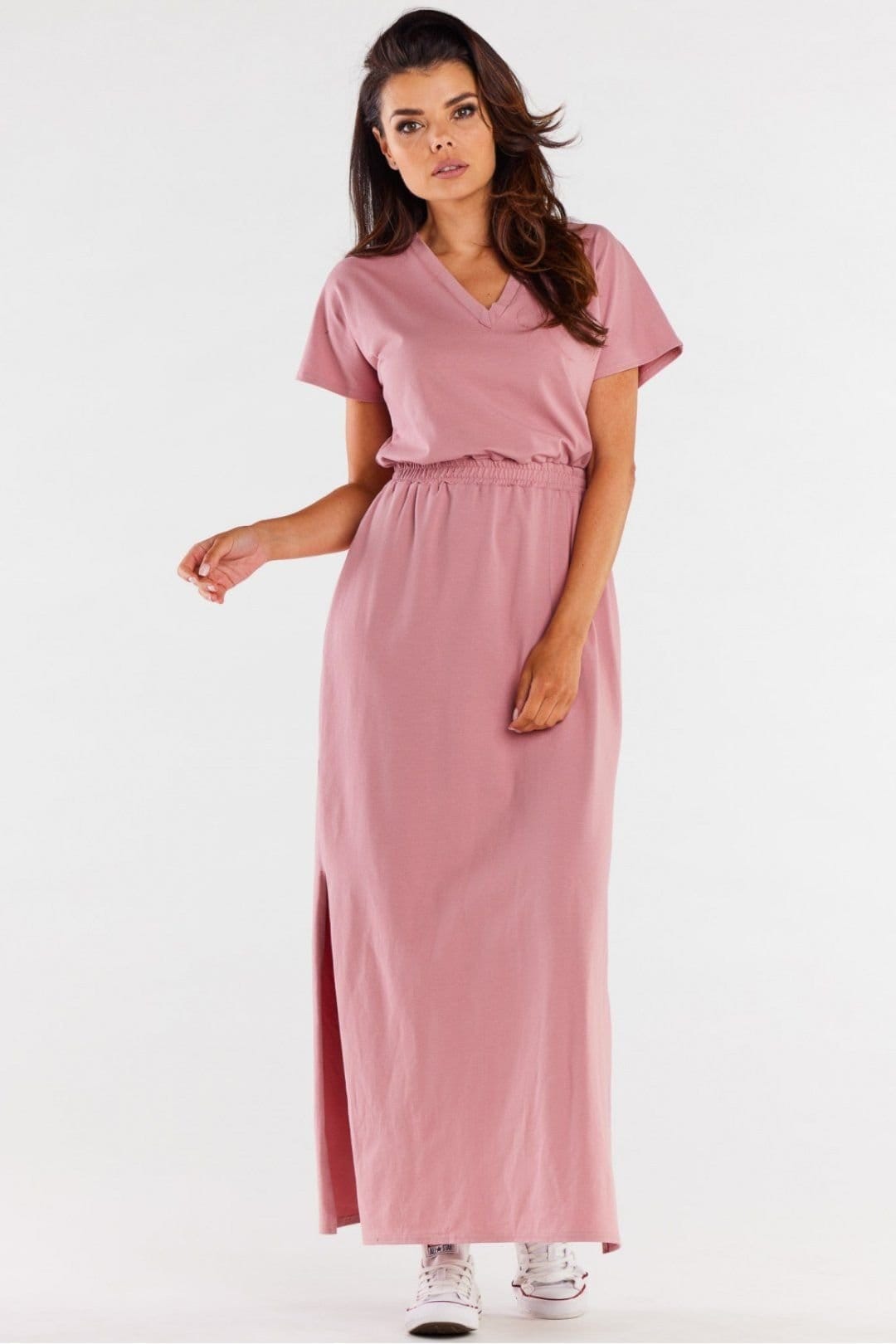 Love Lace Pink Heart Neck Maxi Dress