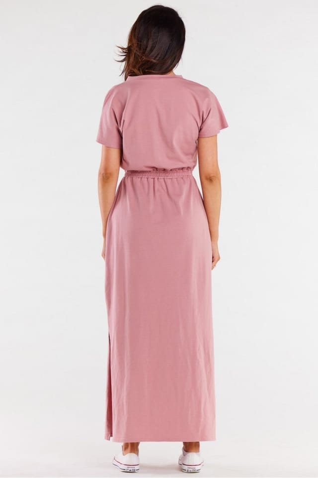 Love Lace Love Lace Women's Maxi Heart Neck Short Sleeve Dress in Pink - 3