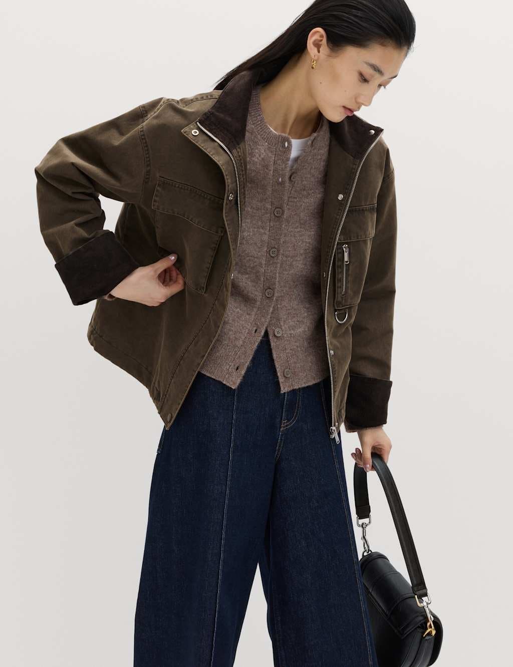 Marks & Spencer M&S Dark Brown Cotton Rich Utility Jacket