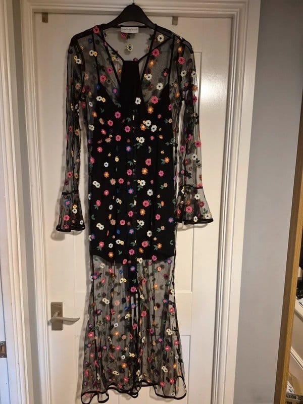Never Fully Dressed Multi-Floral Sheer Dress with Underslip Size