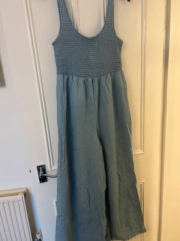 ASOS Design ASOS Design Shirred Jumpsuit Lightweight Denim Style Size 14