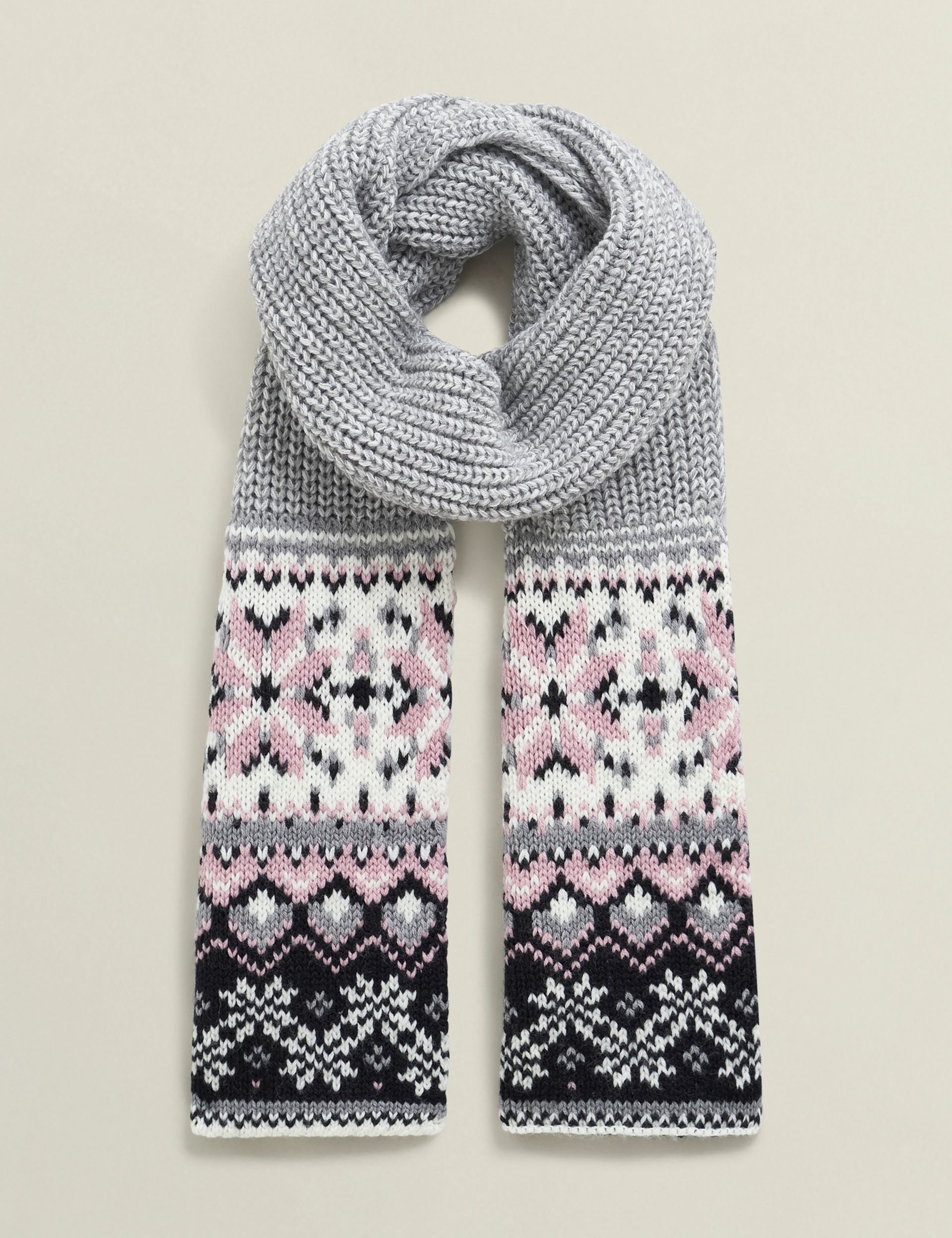 Hobbs London Hobbs London Women's Deanna Fairisle Scarf in Light Grey - 2