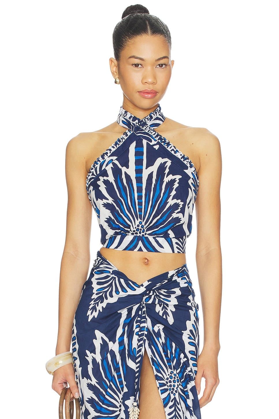 revolve Revolve Floral Print Crop Top in Navy