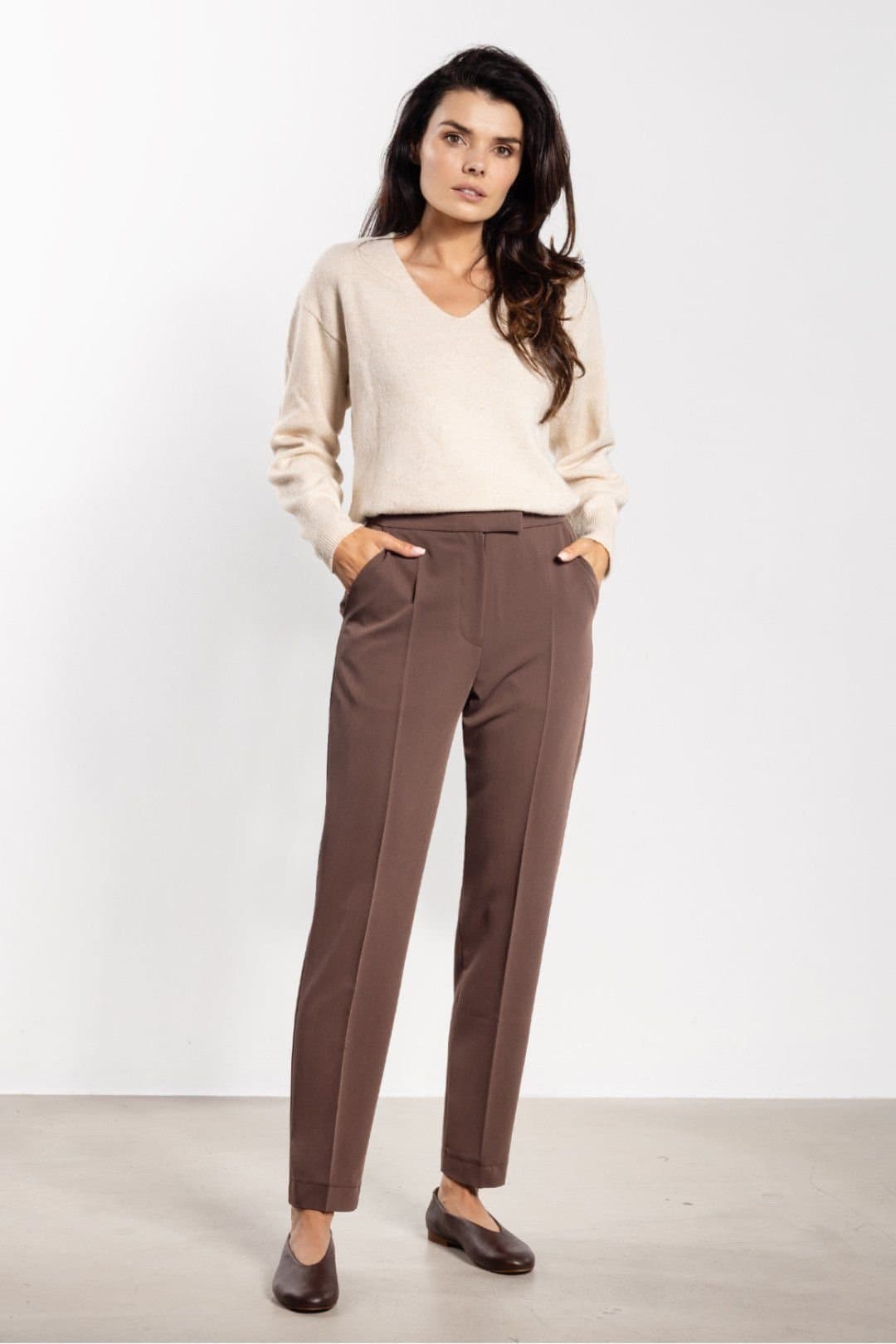 Love Lace Love Lace Brown High Waist Cigarette Pants